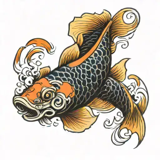 Koi Fish Swimming Upstream