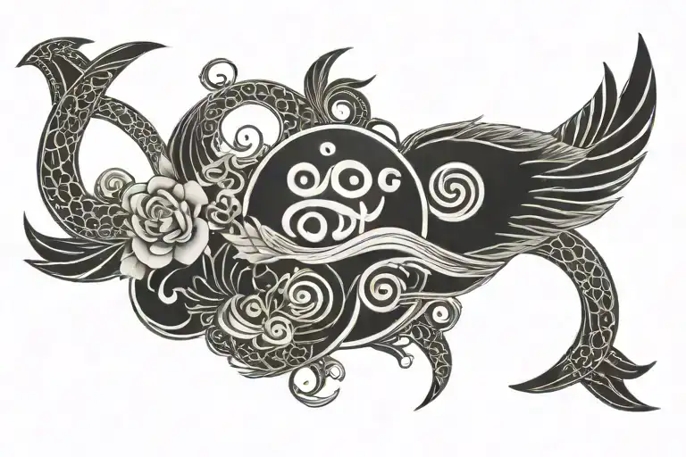 Polynesian Band With Space And Libra Sign Intertwined