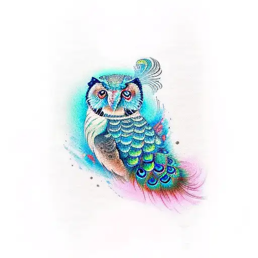 Pisces Feather Peacock Owl