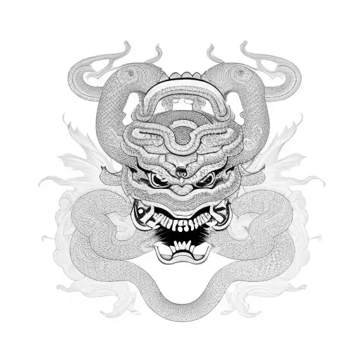 Original Hannya Mask With Snake Representing New Horizons