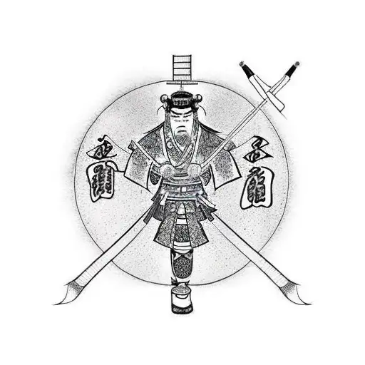 Kneeling Samurai Shot With Arrows