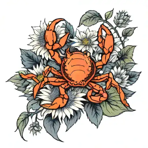 Dead Crab And Sunflower Growing Out Of It