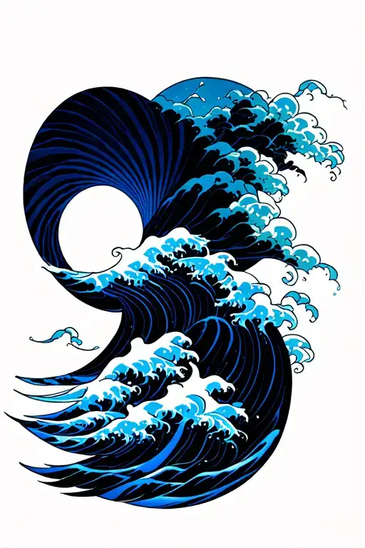 Blue Waves And A Sun