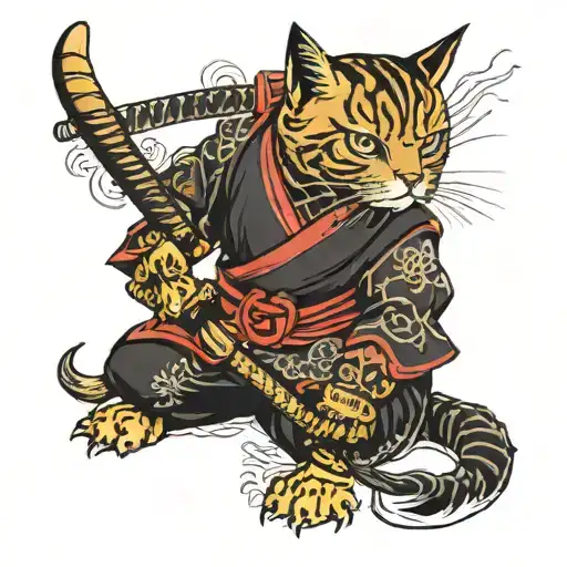 Japanese Samurai Cat Black