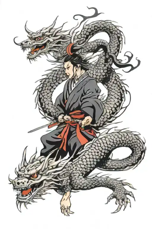 Dragon And Samurai Warrior