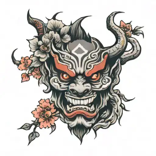 Oni Mask Cherry Blossum Tree