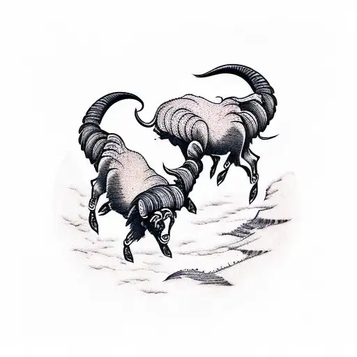 Two Rams Fighting In A Valley With A Scorpion On The Floor