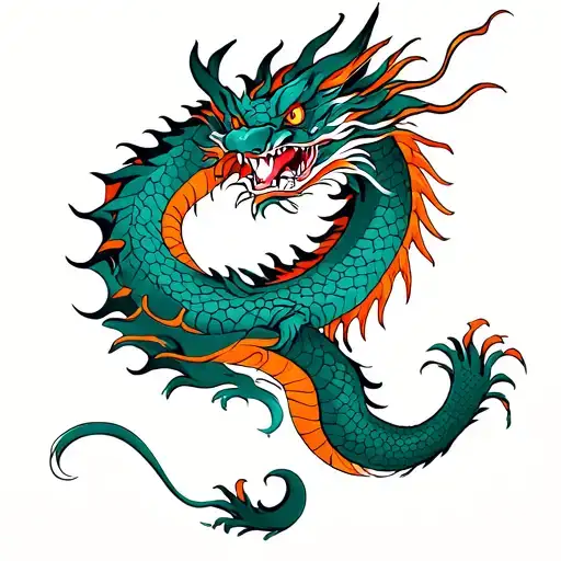 Japanese Dragon With The Body That Positioned As An 8