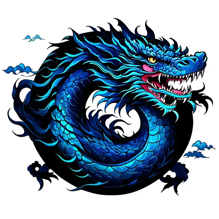 Azure Dragon Rising To The Sky And Turning