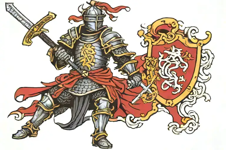 Knight Holding A Sword With Sheild