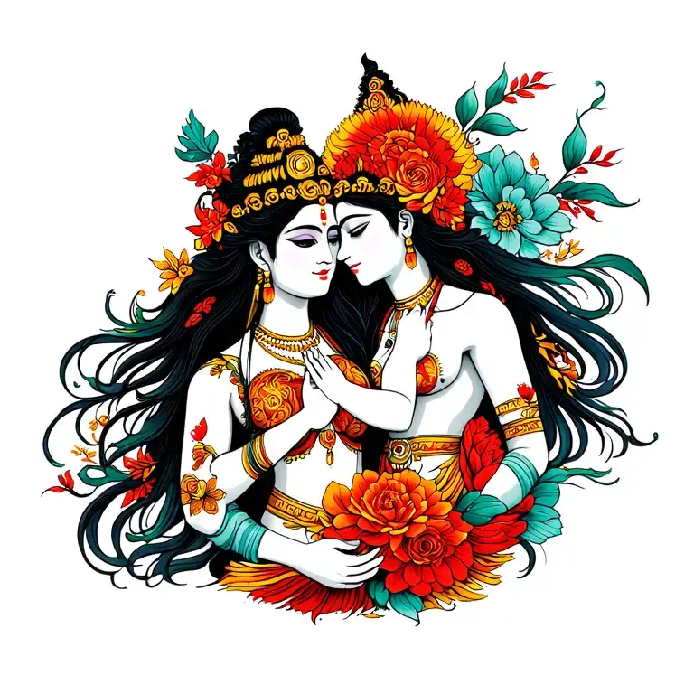 Shiva Parvati Romantic Hug