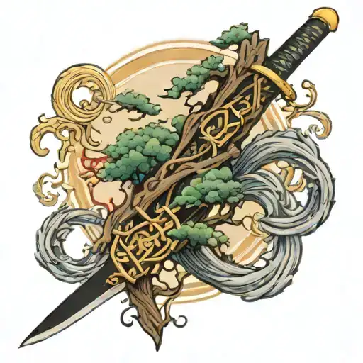Tree And Sword Intertwined