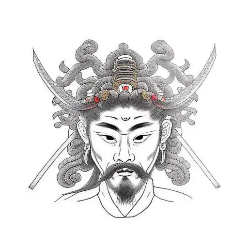 Samurai With Head Of Medusa