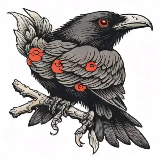 Crow With Four Red Eyes