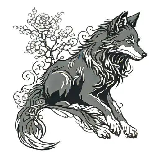 Coverup Wolf Sitting Silohouette