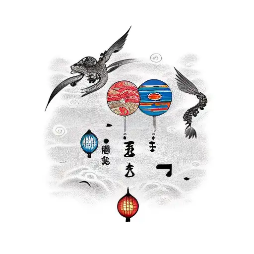 A Beach Scene With Musical Notes Floating In The Air