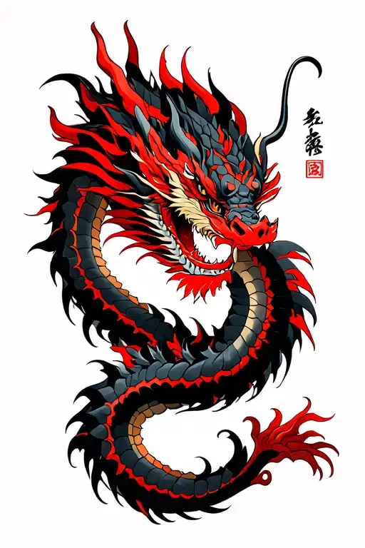 Red And Black Dragon