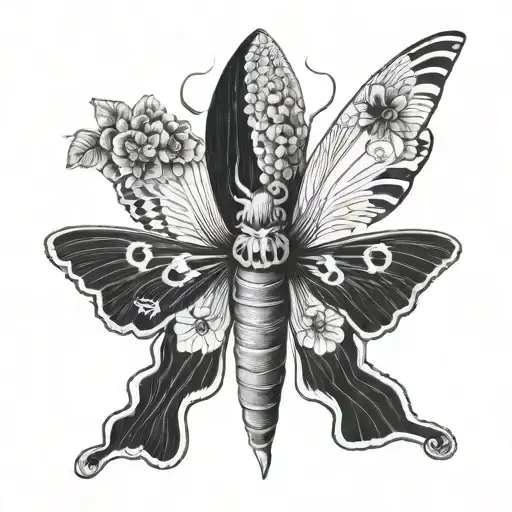 Moth From The Front View Black And White