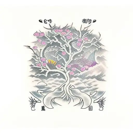 Tree Branch Tattoo With Name Miranda In The Middle