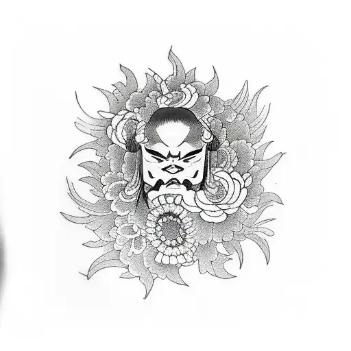 Flowers With Oni On Background