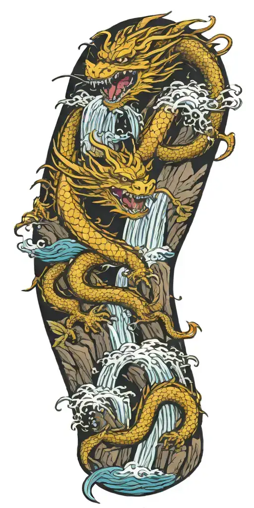 Dragon And A Waterfall