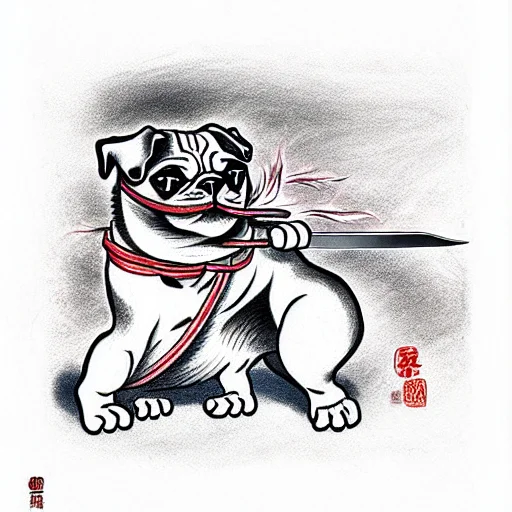 Pug Defeats Cat In Sword Fight
