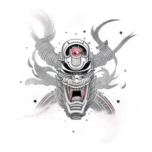 Cyberpunk Ninja With Drifting Smoke Coming Out Of Mouth