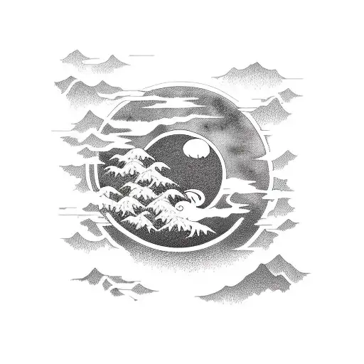 Forest With Moon Behind