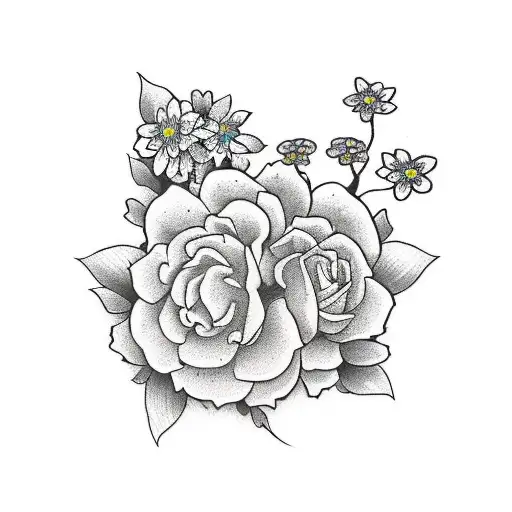 Line Of Roman Numerals Surrounded By Forget Me Nots