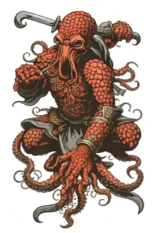 Octopus Fighting Roman Gladiator