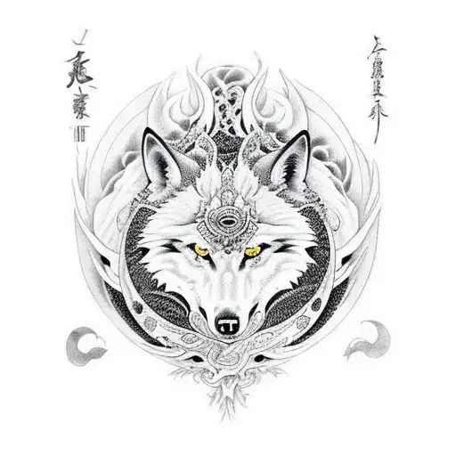 White Wolf And Black Dragon In Ying And Yang
