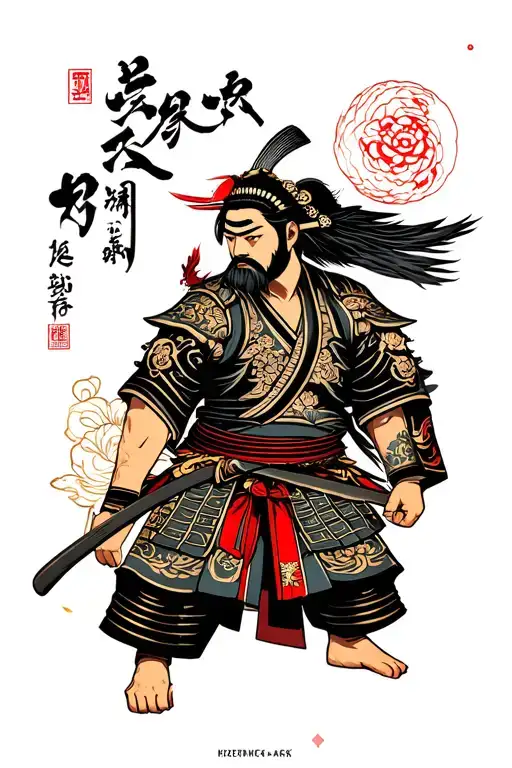 Cool Samurai Leg Sleeve Design