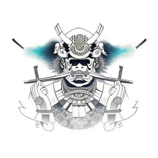 Samurai With Half Face As Skull