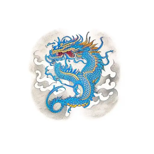 Logo De One Pice Avec Des Flemme Bleu Et Des Aile Est Un Dragon Autours