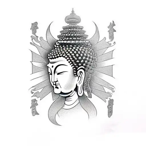 Half Head Buddha And The Other Demon