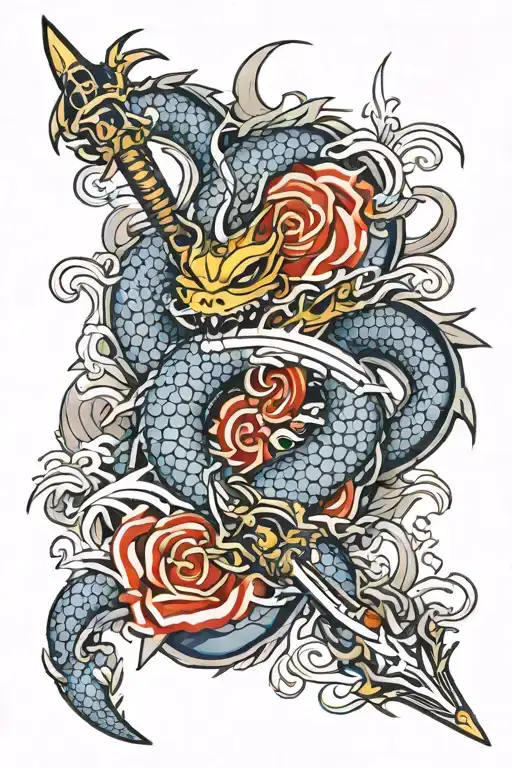 Dragon Wrapped Round Sword