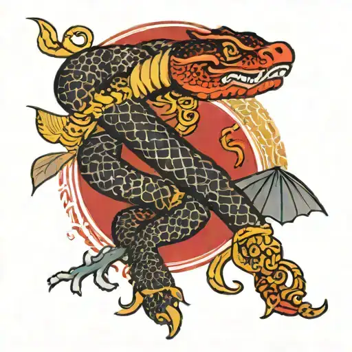 Red Snake With Bat Wings