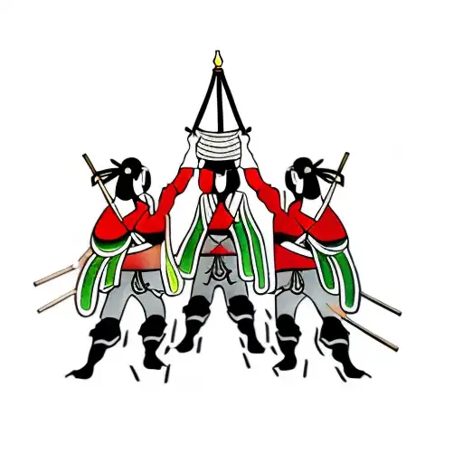 A Group Of People Holding A Flag