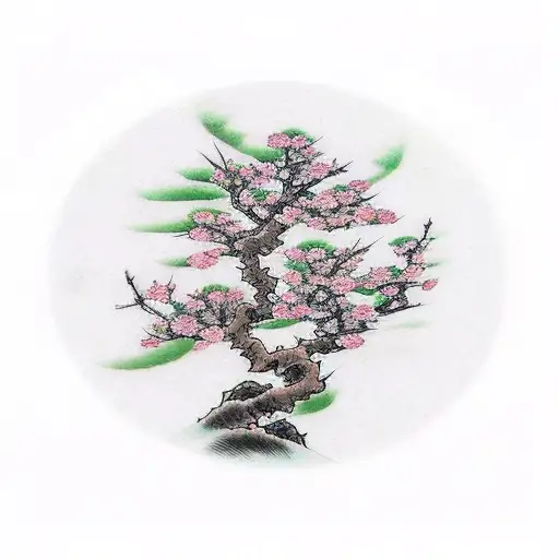 Japanese Peach Tree Falling Petals