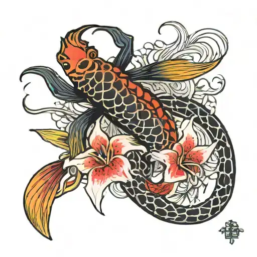 Spiderlilly And Fish