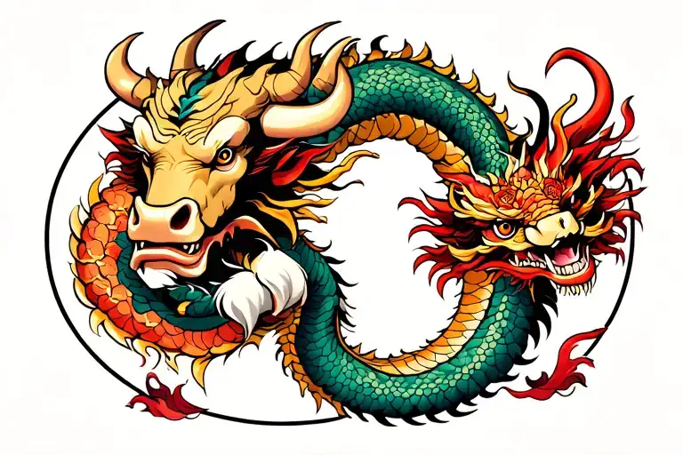 Bull Man With Yakuza Dragon Sleeve