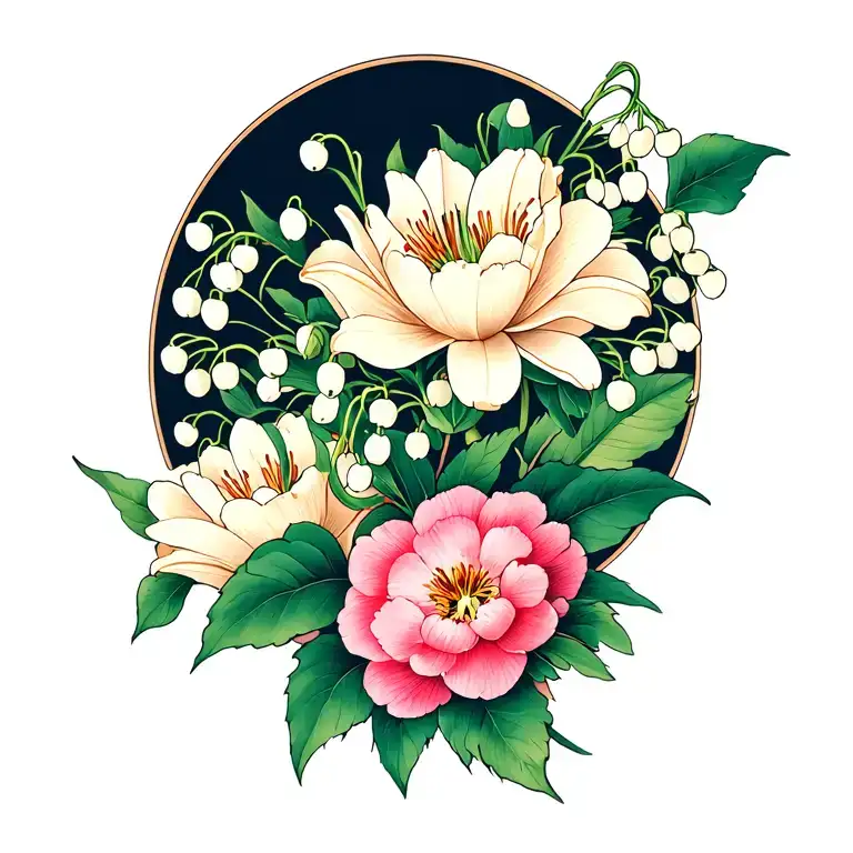 Peony And Lily Of The Valley Flowers