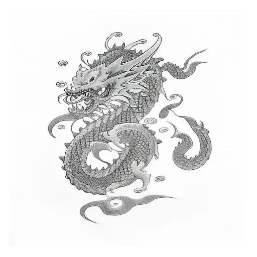 Green Dragon With Flowers Arm Sleeve