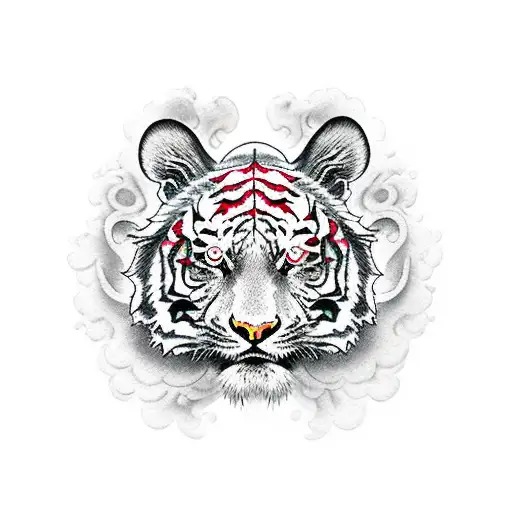 Tiger Crane Oni Mask Foo Dog Cherry Blossom