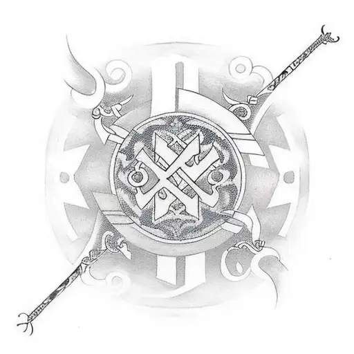 A Tattoo Of A Hyuga Clan Symbol With A Music Staff Incorporated Into The Design
