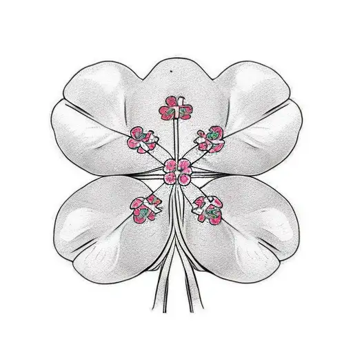 4 Leaf Clover With A Pink Ribbon