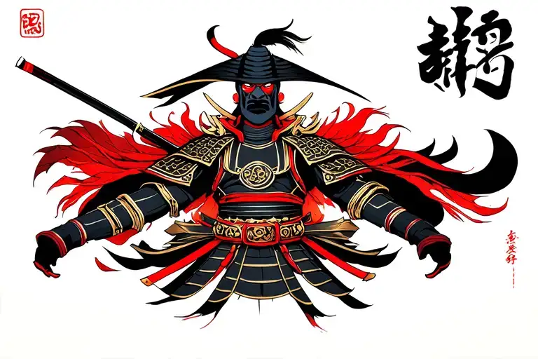 Samurai Black And Red Armor