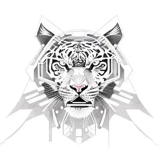 A Futuristic Cyberpunk Video Game Character With A Tiger Companion Tattoo