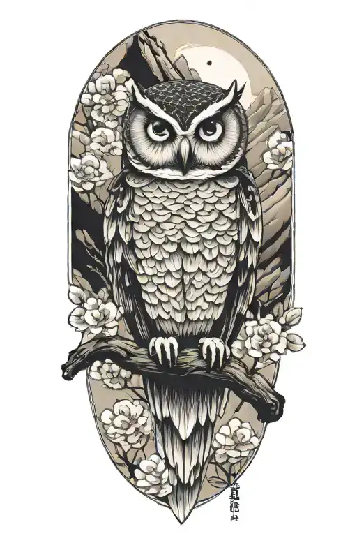 Owl Perched In Mountains