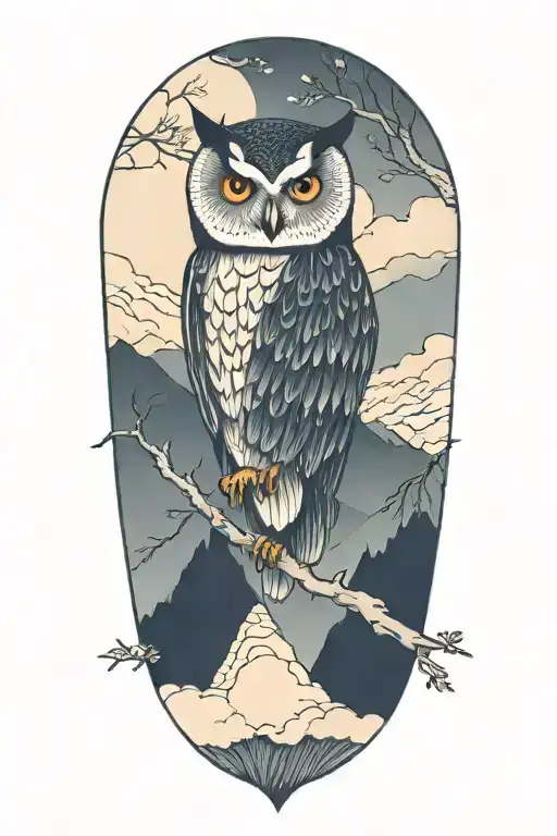 Owl Perched In Mountains
